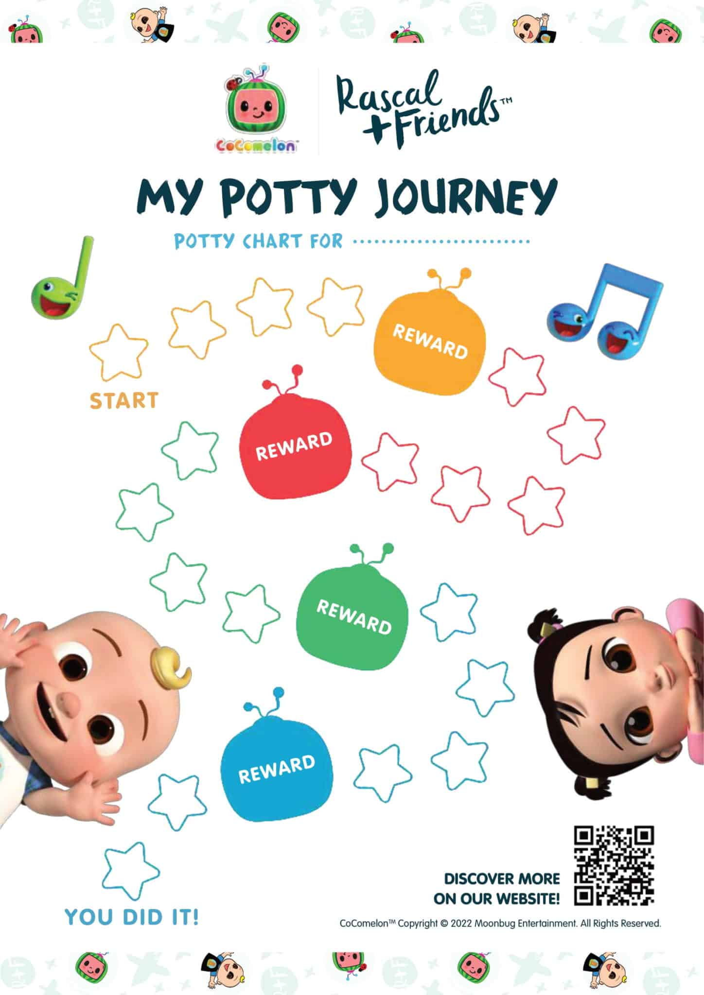 CoComelon and Rascal + Friends Potty Training Chart