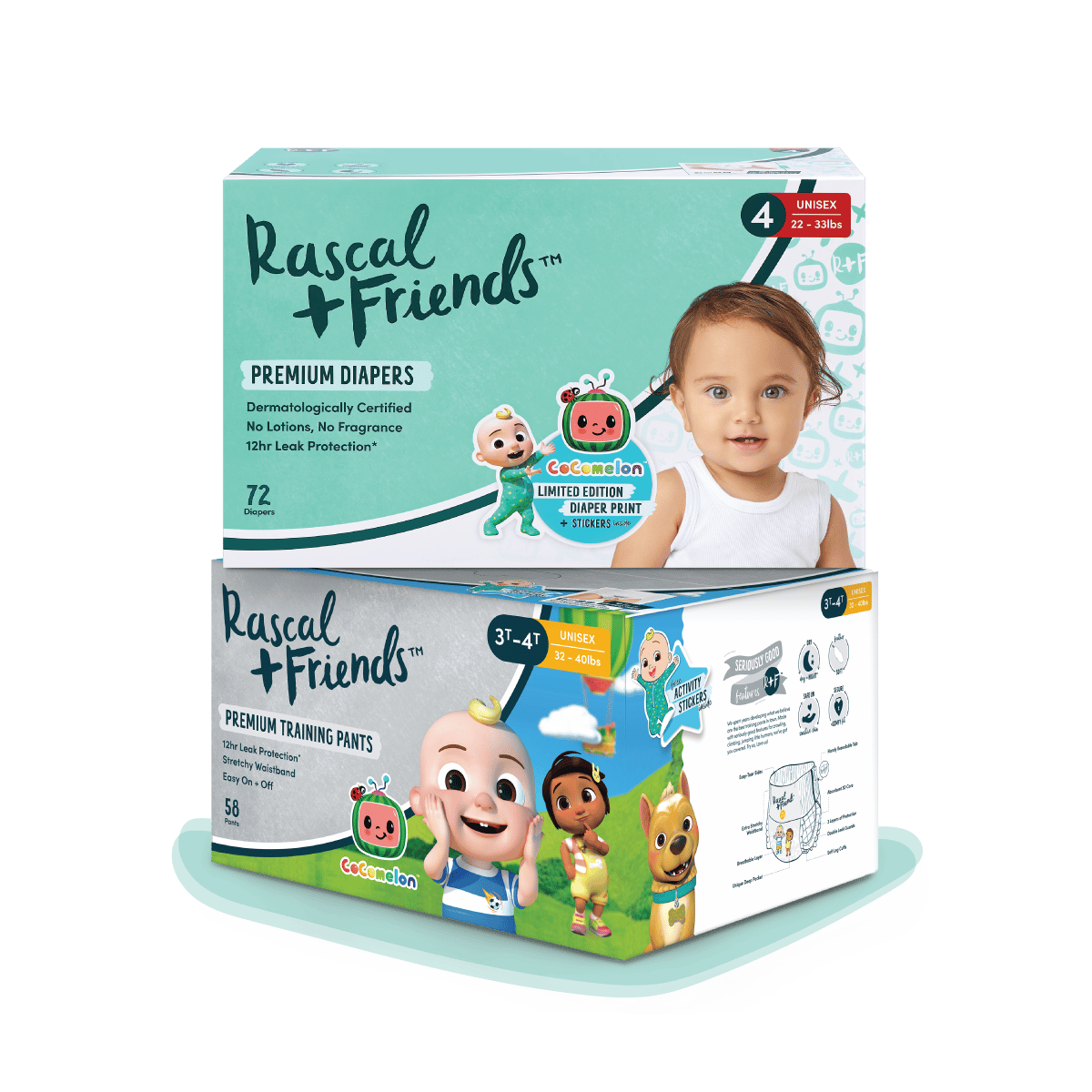 Rascal + Friends x CoComelon Diapers and Training Pants
